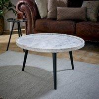 IH Design Margarita Coffee Table With Marble Top & Metal Legs in White