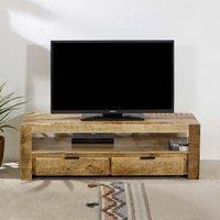 IH Design Bratton Mango Wooden Tv Stand With 2 Drawers in Brown