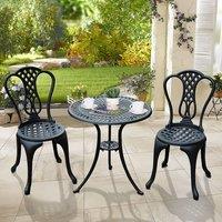 OUTSUNNY Garden Bistro Set Outdoor Table Chairs Aluminium Patio Lawn Furniture in Black