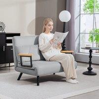 HOMCOM Click Clack 2 Seater Sofa Bed for Living Room, Guest Room in Light Grey