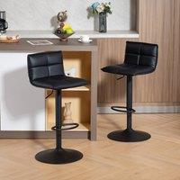 HOMCOM Bar Stools Set of 2 Swivel Height Adjustable Barstools in Black