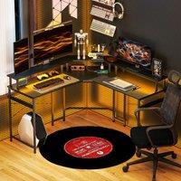 HOMCOM L Shaped Desk Corner Computer Desk with Monitor Stand, Black