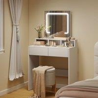 HOMCOM Dressing Table with Mirror, LED Lights, Drawers, for Bedroom, White