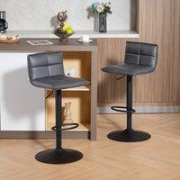 HOMCOM Bar Stools Set of 2 Swivel Height Adjustable Barstools in Dark Grey