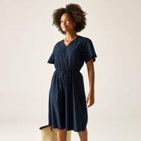 Regatta Women's Elona Cotton V-Neck Dress in Mid Navy | Size: 12