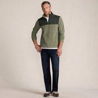 Lands' End Men's Anyweather Water Repellent Fleece Mixed Media Quarter Zip Pullover in Stone | Size: Medium