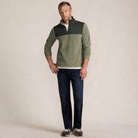 Lands' End Men's Anyweather Water Repellent Fleece Mixed Media Quarter Zip Pullover in Stone | Size: Large