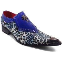 XPOSED Men's Leopard Print Loafers with Metal Toe Cap in Blue | Size: 6