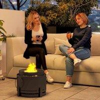 OUTSUNNY 37cm Smokeless Wood Burning Firepit Metal Fire Pit in Dark Grey