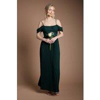 Coast Women's Bardot Pleated Maxi Bridesmaid Dress in Emerald | Size: 8