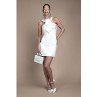 Coast Women's Halter Neck Pearl Detail Mini Wedding Dress in Ivory | Size: 14
