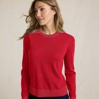 Lands' End Women's Merino Crew Neck Jumper, Shimmer Trims in Red | Size: 10-12