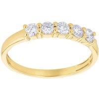 Jewelco London Women's Silver Lab Grown Diamond 5 Stone Half Eternity Ring 3mm 0.50cts in Gold | Size: R