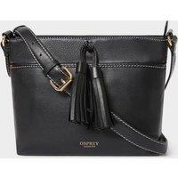 OSPREY LONDON Women's The Classic Savanna Leather Crossbody Bag in Black