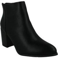 Down To Earth Women's Block Heel Ankle Boots - Classic Faux Leather in Black | Size: 5