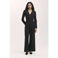 Finery London Women's Melly Ponte Jersey V Neck Jumpsuit in Black | Size: 10