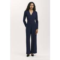 Finery London Women's Melly Ponte Jersey V Neck Jumpsuit in Dark Navy | Size: 12