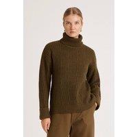 Finery London Women's Albie Roll Neck Knitted Jumper in Dark Olive | Size: 12