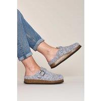 Moshulu Women's 'Cecilia' Wool Felt Clog Mule Slippers in Charcoal | Size: 8
