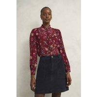 Hobbs London Women's Carissa Botanic Blouse in Wine | Size: 8