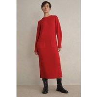 Hobbs London Women's Claudia Knitted Midi Dress in Scarlet | Size: 8