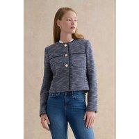 Hobbs London Women's Aleena Cropped Textured Jacket in Mid Navy | Size: 20