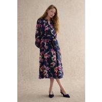 Hobbs London Women's Pippa Floral Midi Dress in Dark Navy | Size: 10