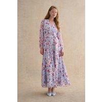 Hobbs London Women's Thea V-Neck Long Sleeve Maxi Dress in Baby Blue | Size: 8