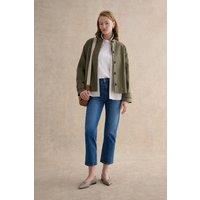 Hobbs London Women's Frida Collared Cropped Trench Coat in Olive | Size: 14