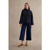 Hobbs London Women's Frida Collared Cropped Trench Coat in Dark Navy | Size: 10