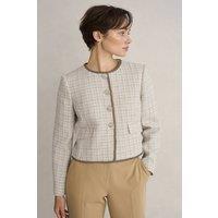 Hobbs London Women's Carey Tweed Jacket in Fawn | Size: 20