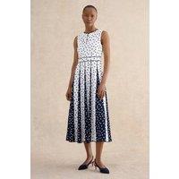 Hobbs London Women's Angelica Pleated Fit-Flare Midi Dress in White | Size: 8