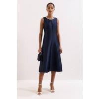 Phase Eight Women's Judy Embellished-Neck Satin Midi Dress in Dark Navy | Size: 16
