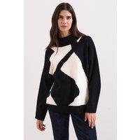 Phase Eight Women's Larna Ribbed Details High-Neck Jumper in Black | Size: Small