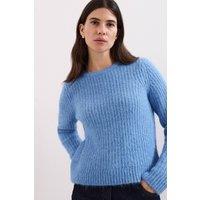 Phase Eight Women's Billie Ribbed Knitted Crew Jumper in Baby Blue | Size: Medium