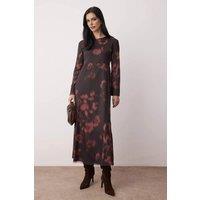 WOVCOR Women's Blurred Floral Print Long Sleeve Round Neck Maxi Dress | Size: Small
