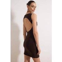 WOVCOR Women's Ruched Drape Boat Neck Sleeveless Bodycon Mini Dress in Brown | Size: 8