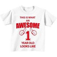 60 SECOND MAKEOVER This is What An Awesome 1 Year Old Looks Like T-Shirt in White | Size: 12-18 m
