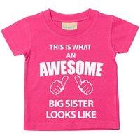 60 SECOND MAKEOVER Girl's This is What An Awesome Big Sister Looks Like Pink T-Shirt | Size: 2-3 Years