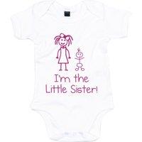 60 SECOND MAKEOVER Girl's I'm The Little Sister Baby Grow in White | Size: 0-3 m