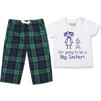 60 SECOND MAKEOVER Girl's I'm Going To Be A Big Sister Pyjamas Children Trouser Bottoms Pyjama Set Sister in Green | Size: 5-6 Years