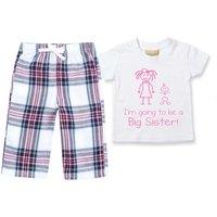 60 SECOND MAKEOVER Girl's I'm Going To Be A Big Sister Pyjamas Children Trouser Bottoms Pyjama Set Sister in Pink | Size: 6-12 m