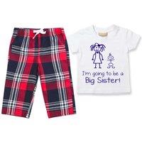60 SECOND MAKEOVER Girl's I'm Going To Be A Big Sister Pyjamas Children Trouser Bottoms Pyjama Set Sister in Red | Size: 12-18 m