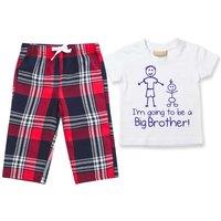 60 SECOND MAKEOVER Boy's I'm Going To Be A Big Brother Pyjamas Children Trouser Bottoms Pyjama Set Big Brother in Red | Size: 0-6 m