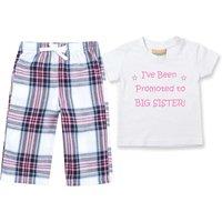 60 SECOND MAKEOVER Girl's I've Been Promoted To Big Sister Pyjamas Children Trouser Bottoms Pyjama Set in Pink | Size: 12-18 m