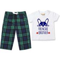 60 SECOND MAKEOVER Boy's Frenchie Brother Pyjamas Children Trouser Bottoms Pyjama Set French Bulldog in Green | Size: 2-3 Years