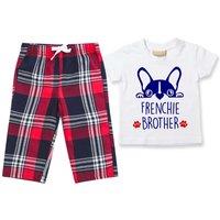 60 SECOND MAKEOVER Boy's Frenchie Brother Pyjamas Children Trouser Bottoms Pyjama Set French Bulldog in Red | Size: 12-18 m