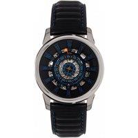 Reign Men's Monterey Skeletonized Leather-Band Watch in Black