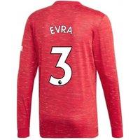 Manchester United FC Men's Mens 2020 - 2021 Man Utd Adidas Home Long Sleeve Shirt - Evra 3 in Red | Size: Medium