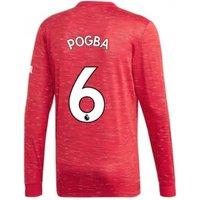 Manchester United FC Men's Mens 2020 - 2021 Man Utd Adidas Home Long Sleeve Shirt - Pogba 6 in Red | Size: Medium